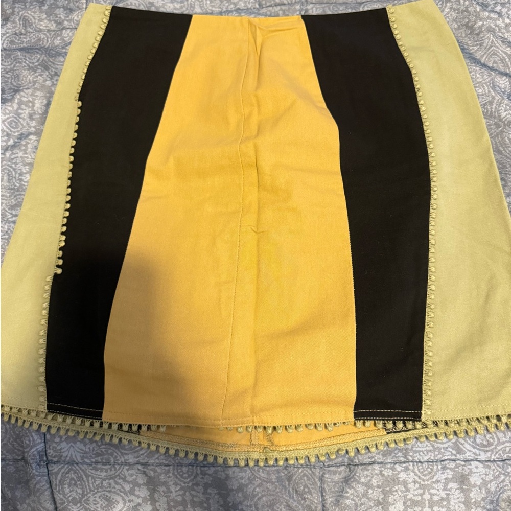 Yellow and Black Women's Skirt